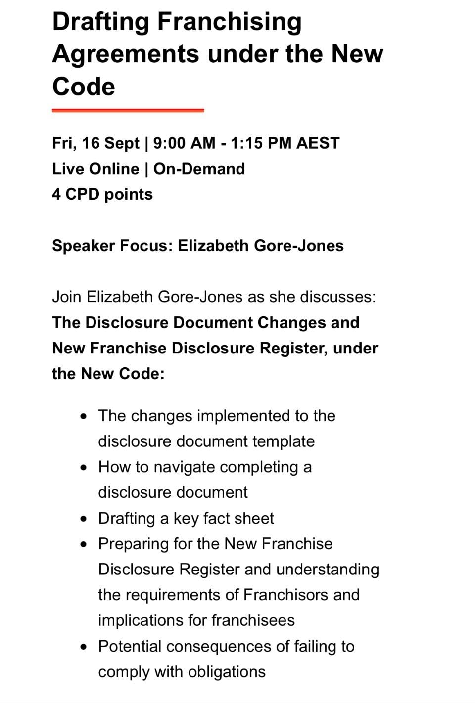 Franchising Code Changes Update Franchising Code Changes Update